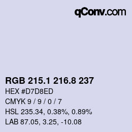 カラーコード: RGB 215.1 216.8 237 | qconv.com