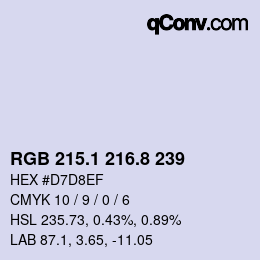 Color code: RGB 215.1 216.8 239 | qconv.com
