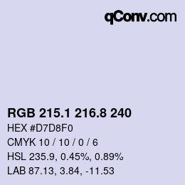 Farbcode: RGB 215.1 216.8 240 | qconv.com