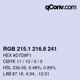 Color code: RGB 215.1 216.8 241 | qconv.com