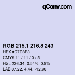 Farbcode: RGB 215.1 216.8 243 | qconv.com