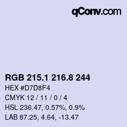 Color code: RGB 215.1 216.8 244 | qconv.com