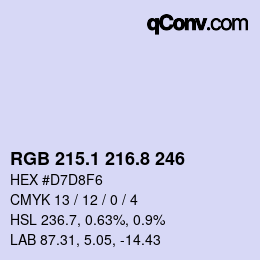 Color code: RGB 215.1 216.8 246 | qconv.com