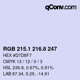 カラーコード: RGB 215.1 216.8 247 | qconv.com