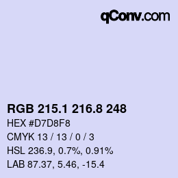 Color code: RGB 215.1 216.8 248 | qconv.com