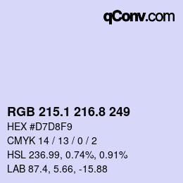 カラーコード: RGB 215.1 216.8 249 | qconv.com