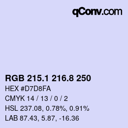 Farbcode: RGB 215.1 216.8 250 | qconv.com