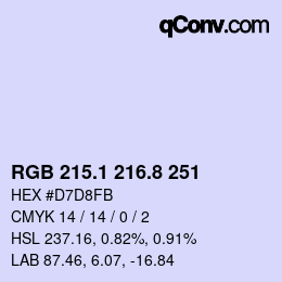 カラーコード: RGB 215.1 216.8 251 | qconv.com