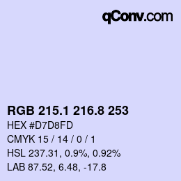 Color code: RGB 215.1 216.8 253 | qconv.com