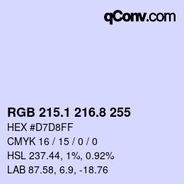 Color code: RGB 215.1 216.8 255 | qconv.com