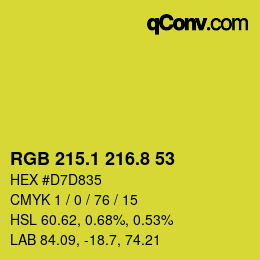 カラーコード: RGB 215.1 216.8 53 | qconv.com