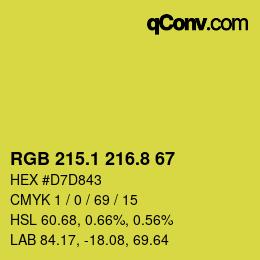 カラーコード: RGB 215.1 216.8 67 | qconv.com