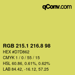 カラーコード: RGB 215.1 216.8 98 | qconv.com