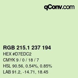 カラーコード: RGB 215.1 237 194 | qconv.com