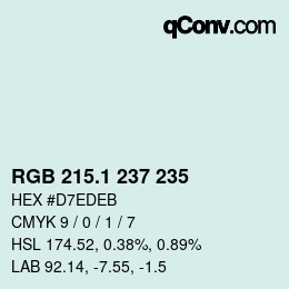 Color code: RGB 215.1 237 235 | qconv.com