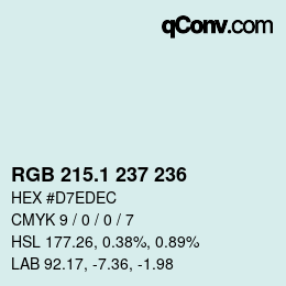カラーコード: RGB 215.1 237 236 | qconv.com