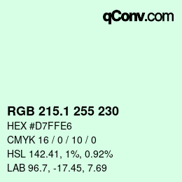 カラーコード: RGB 215.1 255 230 | qconv.com