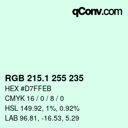 Color code: RGB 215.1 255 235 | qconv.com