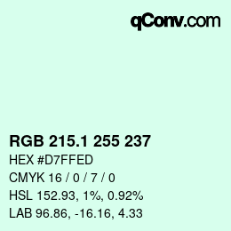 カラーコード: RGB 215.1 255 237 | qconv.com