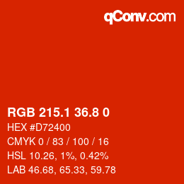 Color code: RGB 215.1 36.8 0 | qconv.com