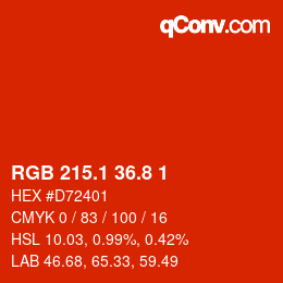 カラーコード: RGB 215.1 36.8 1 | qconv.com