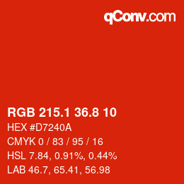 カラーコード: RGB 215.1 36.8 10 | qconv.com