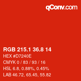 Color code: RGB 215.1 36.8 14 | qconv.com