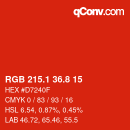 カラーコード: RGB 215.1 36.8 15 | qconv.com