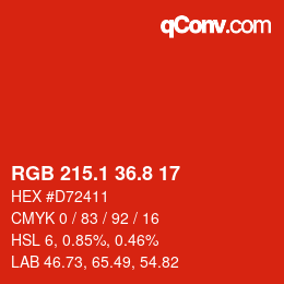 カラーコード: RGB 215.1 36.8 17 | qconv.com