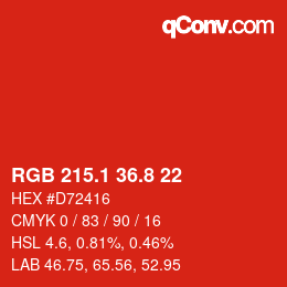 カラーコード: RGB 215.1 36.8 22 | qconv.com