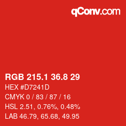 カラーコード: RGB 215.1 36.8 29 | qconv.com