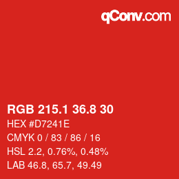 カラーコード: RGB 215.1 36.8 30 | qconv.com