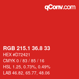 カラーコード: RGB 215.1 36.8 33 | qconv.com