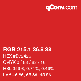 カラーコード: RGB 215.1 36.8 38 | qconv.com