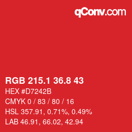 カラーコード: RGB 215.1 36.8 43 | qconv.com