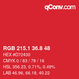 カラーコード: RGB 215.1 36.8 48 | qconv.com