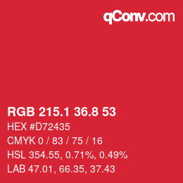 カラーコード: RGB 215.1 36.8 53 | qconv.com