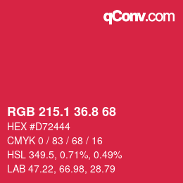 カラーコード: RGB 215.1 36.8 68 | qconv.com