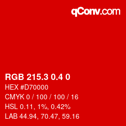カラーコード: RGB 215.3 0.4 0 | qconv.com
