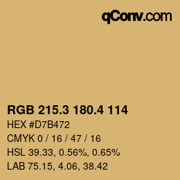 カラーコード: RGB 215.3 180.4 114 | qconv.com
