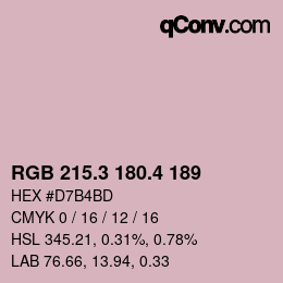 カラーコード: RGB 215.3 180.4 189 | qconv.com