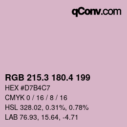 カラーコード: RGB 215.3 180.4 199 | qconv.com