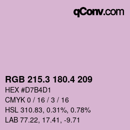 カラーコード: RGB 215.3 180.4 209 | qconv.com