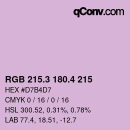 カラーコード: RGB 215.3 180.4 215 | qconv.com