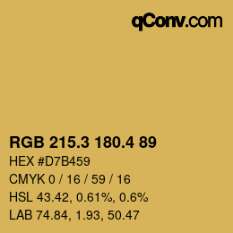カラーコード: RGB 215.3 180.4 89 | qconv.com