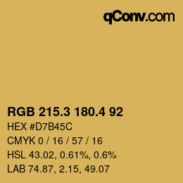 カラーコード: RGB 215.3 180.4 92 | qconv.com