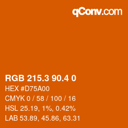 カラーコード: RGB 215.3 90.4 0 | qconv.com