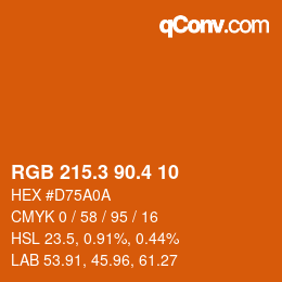 カラーコード: RGB 215.3 90.4 10 | qconv.com