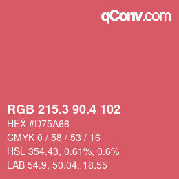 カラーコード: RGB 215.3 90.4 102 | qconv.com