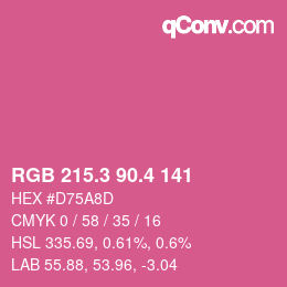 カラーコード: RGB 215.3 90.4 141 | qconv.com